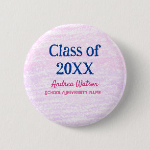 Badge Rond 5 Cm Rose violet paillettes diplômé promotion de ajoute