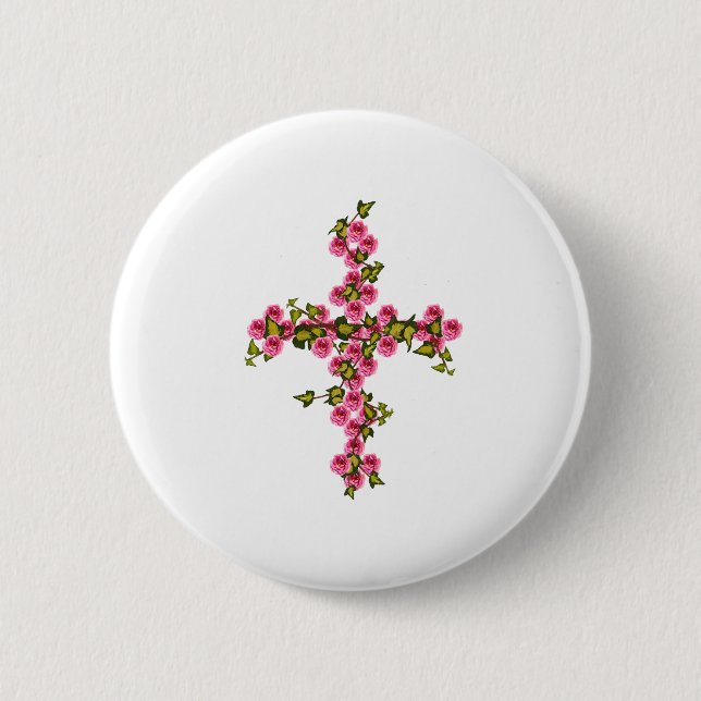 Badge Rond 5 Cm Roses croisés et lierre (Devant)