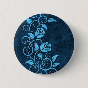 Badge Rond 5 Cm Roses en pierre de tourbillonnement, bleus