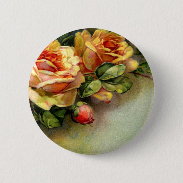 Badge Rond 5 Cm Roses jaunes (Devant)
