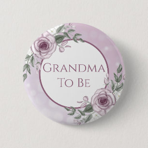 Badge Rond 5 Cm Roses mauves, grand-mère à être, Baby shower