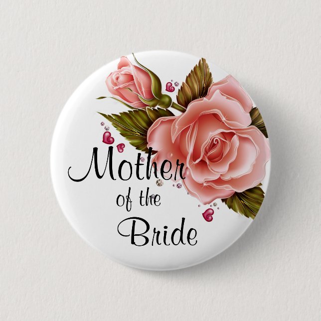 Badge Rond 5 Cm Roses roses (Devant)