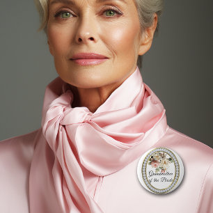 Badge Rond 5 Cm Roses roses avec perles grand-mère de la mariée 