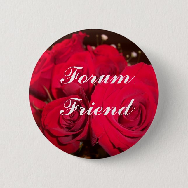 Badge Rond 5 Cm Roses rouges, ami de forum (Devant)
