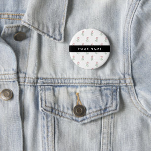 Badge Rond 5 Cm Roses Rouges, Motif De Roses, Votre Nom