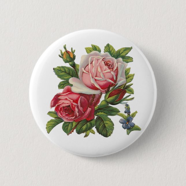 BADGE ROND 5 CM ROSES VINTAGES (Devant)