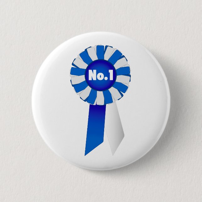 Badge Rond 5 Cm Rosette dans l'insigne bleu et de blanc de no. 1 (Devant)