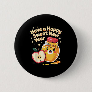 Badge Rond 5 Cm Rosh Hashanah Bonne Année Douce Chérie Ours Juive