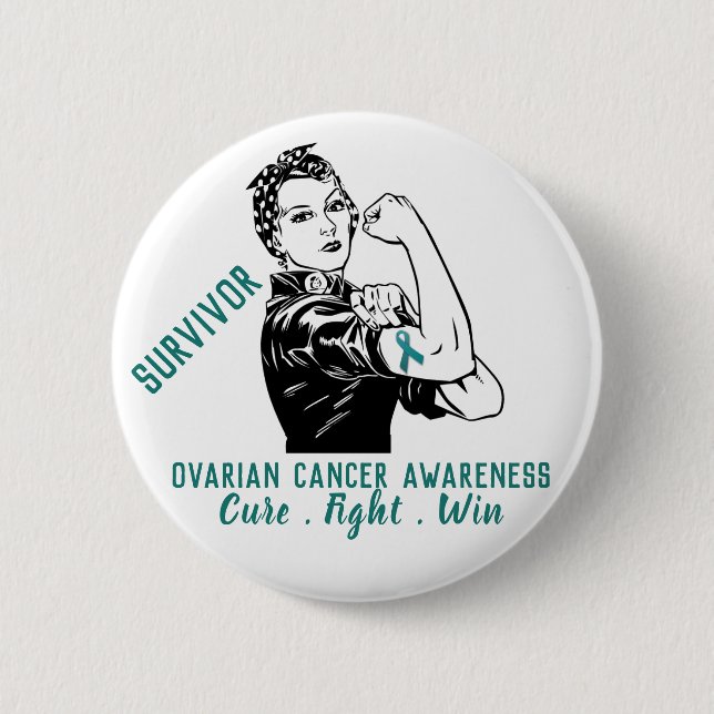 Badge Rond 5 Cm Rosie combat le survivant du cancer de l'ovaire (Devant)