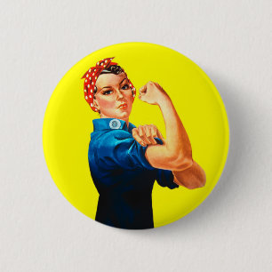 Badge Rond 5 Cm Rosie le rivoir - nous pouvons le faire, icône