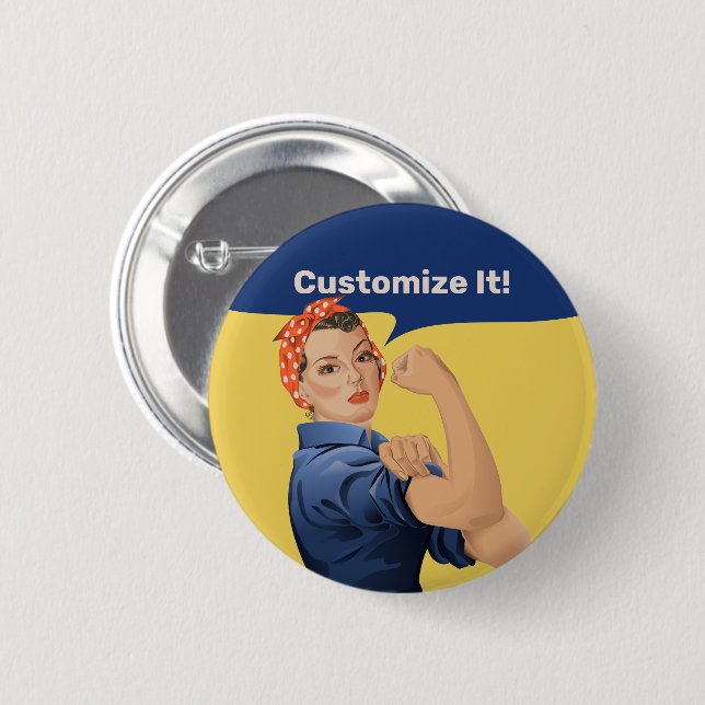 Badge Rond 5 Cm Rosie the Riveter (Devant & derrière)