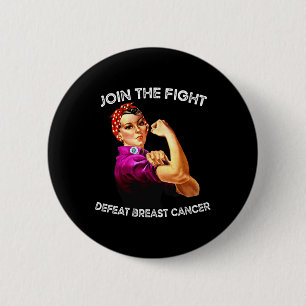 Badge Rond 5 Cm Rosie The Riveter Defeat Sensibilisation au cancer