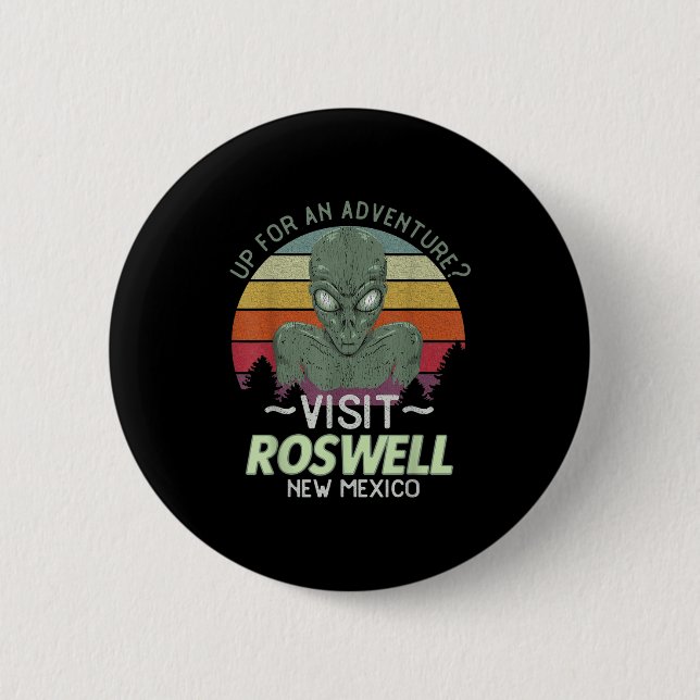 Badge Rond 5 Cm Roswell New Mexico Alien Head Funny Souvenir Quote (Devant)