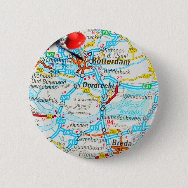 Badge Rond 5 Cm Rotterdam, Pays-Bas (Devant)