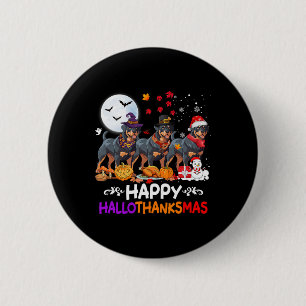 Badge Rond 5 Cm Rottweiler Chien Noël Joyeux Hallothankmas Merci