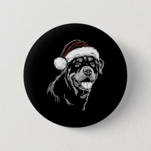 Badge Rond 5 Cm Rottweiler Chien Père Noël Chapeau Noël Noël Noël