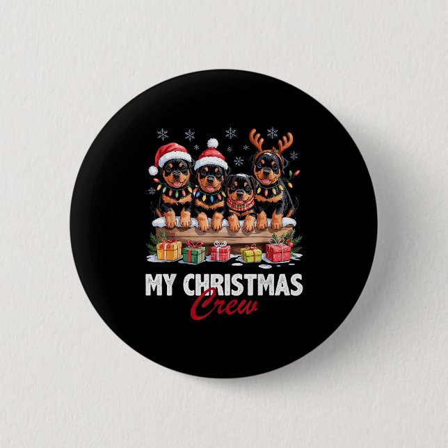 Badge Rond 5 Cm Rottweiler Christmas Crew Funny Dog Lovers Holiday (Devant)