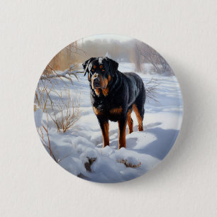 Badge Rond 5 Cm Rottweiler Laisser neiger Noël