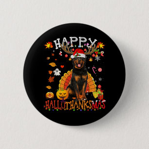 Badge Rond 5 Cm Rotweiler Chien Halloween Chien de Noël Joyeux Hal