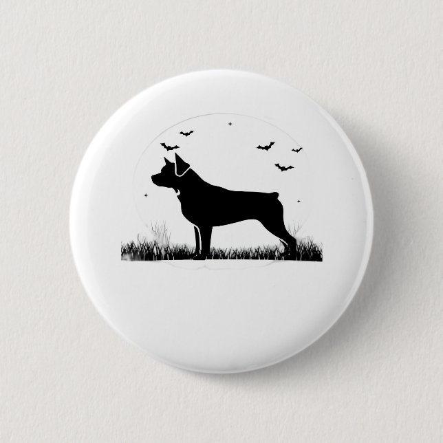 Badge Rond 5 Cm Rotweiler Chien - Halloween Lune Silhouette Oversi (Devant)
