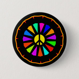 BADGE ROND 5 CM ROUE DE COULEUR DE SIGNE DE PAIX