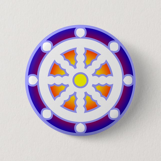 Badge Rond 5 Cm Roue de Dharma (Devant)