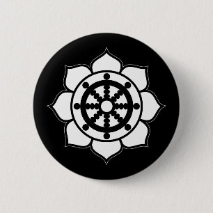 Badge Rond 5 Cm Roue de Dharma de fleur de Lotus