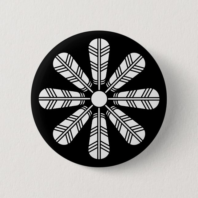 Badge Rond 5 Cm Roue de huit plumes de faucon (Devant)