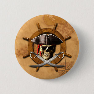 Badge Rond 5 Cm Roue de pirate de jolly roger