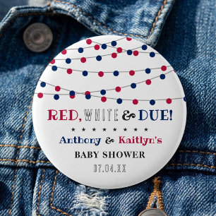 Badge Rond 5 Cm Rouge, Blanc & Bébé à venir ! Baby Shower du 4 jui