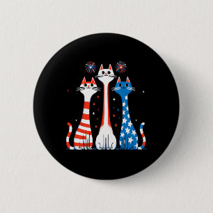 Badge Rond 5 Cm Rouge Blanc Bleu Chats Usa Drapeau Feu 4 juillet
