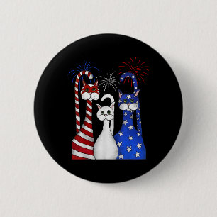 Badge Rond 5 Cm Rouge Blanc Bleu Chats Usa Drapeau Feu 4 juillet