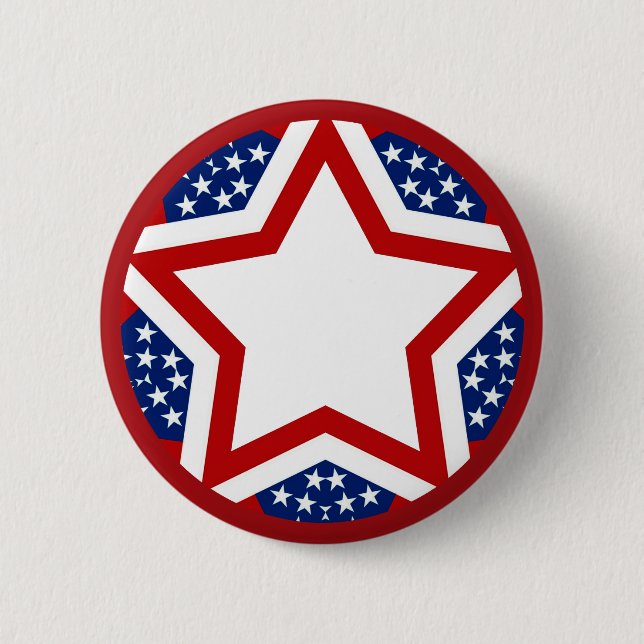 Badge Rond 5 Cm Rouge blanc & bleu Star Design pour ajouter du tex (Devant)
