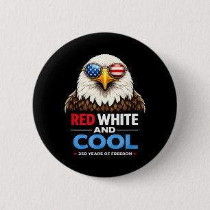 Badge Rond 5 Cm Rouge Blanc et Cool Patriotique Aigle USA 250 Humo