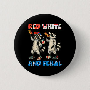 Badge Rond 5 Cm Rouge Blanc Et Sauvage Drôle Mignon Raton Laveur 4