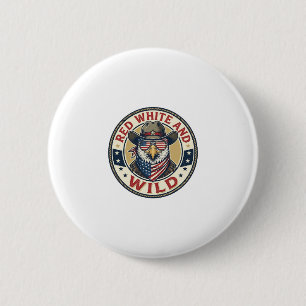 Badge Rond 5 Cm Rouge Blanc Et Sauvage Patriotique Patriotique Ani