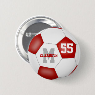 Badge Rond 5 Cm rouge blanc filles soccer personnalisée