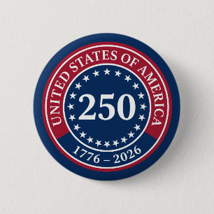 Badge Rond 5 Cm Rouge Classique et Bleu États-Unis d'Amérique 250