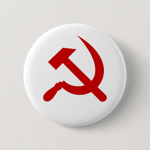 Badge Rond 5 Cm Rouge Communism hammer and Sickle