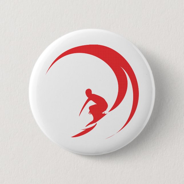 Badge Rond 5 Cm Rouge de surfer (Devant)