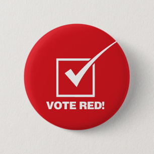 Badge Rond 5 Cm Rouge de vote - solide