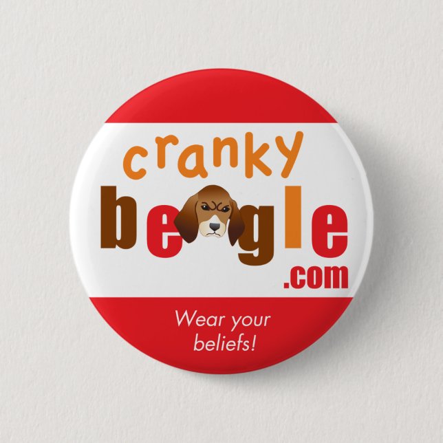 Badge Rond 5 Cm Rouge et blanc de bouton de logo de CB (Devant)