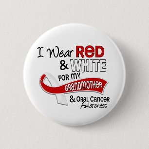 Badge Rond 5 Cm Rouge et blanc pour mon Cancer oral de la
