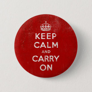 Badge Rond 5 Cm Rouge-foncé vintages affligés gardent le calme et