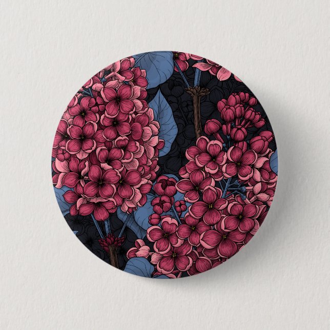 Badge Rond 5 Cm Rouge lilas sur bleu foncé (Devant)