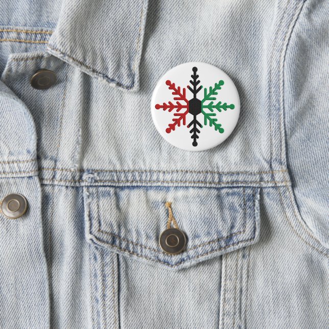 Badge Rond 5 Cm Rouge noir vert rayé Flocon de neige Kwanzaa (En situation)