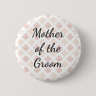 Badge Rond 5 Cm Rouge Pêche Damassé Belle-Mère du Marié