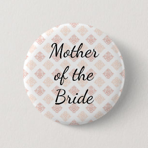 Badge Rond 5 Cm Rouge Pêche Damassé Mère de la Mariée