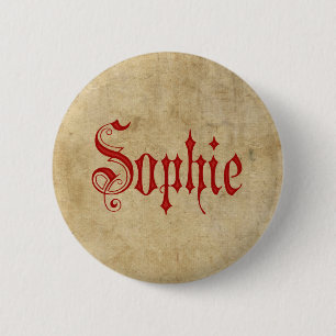 Badge Rond 5 Cm Rouge personnalisé de Sophie de parchemin de