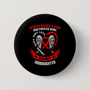 Badge Rond 5 Cm Rouge Perte De Maladie Cardiaque De La Marraine Se